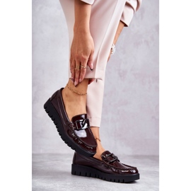 Sergio Leone Lakierowane Półbuty Loafery Na Platformie Bordowe Kjersti czerwone 2