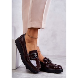 Sergio Leone Lakierowane Półbuty Loafery Na Platformie Bordowe Kjersti czerwone 3