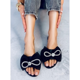 BM Klapki z kokardą Monique Black czarne 2