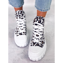 Trampki wysokie panterka Lion Leopard białe 5