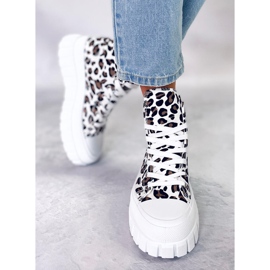 Trampki wysokie panterka Lion Leopard białe 1