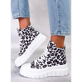 Trampki wysokie panterka Lion Leopard białe 2