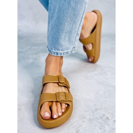 Klapki gumowe Aryn Khaki brązowe 1