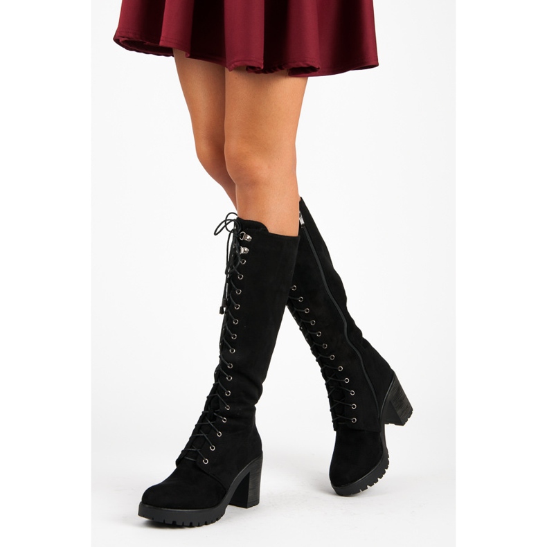 Seastar Wiązane kozaki workery czarne 2