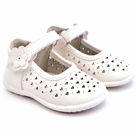 PA1 Dziecięce Wysokie Ażurowe Balerinki Na Rzepy Białe Jianna 1