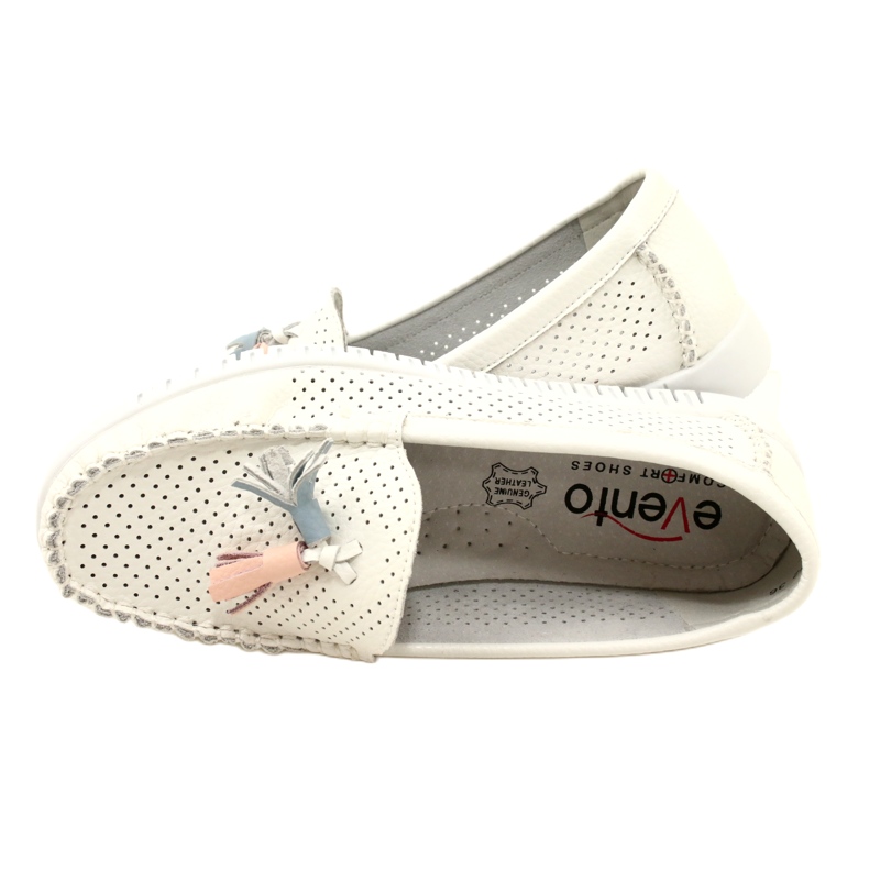 Modne Ażurowane Mokasyny Z Fręzlami Evento 23PB08-5372 Białe 6