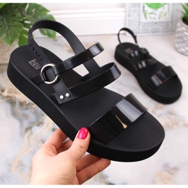 Komfortowe sandały damskie na platformie pachnące czarne Zaxy LL285008 2