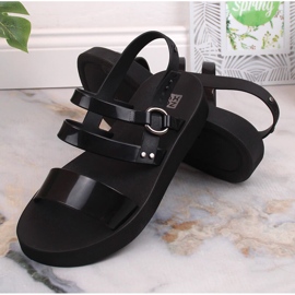 Komfortowe sandały damskie na platformie pachnące czarne Zaxy LL285008 4