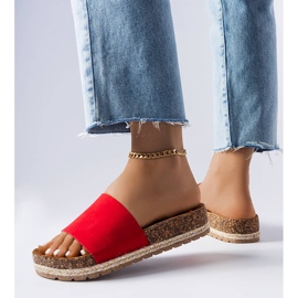 Czerwone klapki na korkowej podeszwie Clovis 2