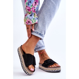 PS1 Damskie Klapki Na Zdobionej Platformie Czarne Joyce 2