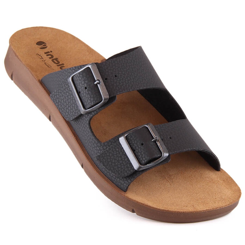 Komfortowe klapki męskie z klamrami czarne Inblu CM000028-014 1