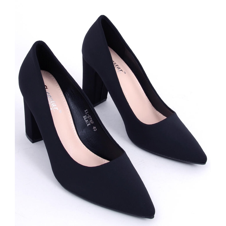 Czółenka na słupku Eilish Black czarne 1