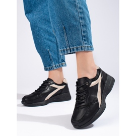 Skórzane czarne sneakersy na platformie Shelovet 1