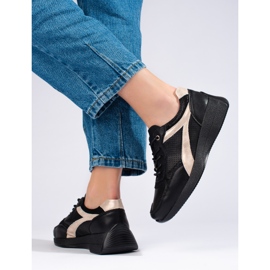 Skórzane czarne sneakersy na platformie Shelovet 3