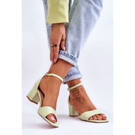 PG1 Sandały Eko-skóra Na Niskim Obcasie Jasnozielone Whitney 2