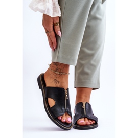 Lemar Damskie Klapki Z Ozdobnym Zamkiem Czarne Clarence 1