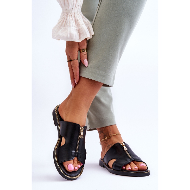 Lemar Damskie Klapki Z Ozdobnym Zamkiem Czarne Clarence 2