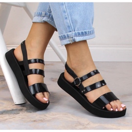 Komfortowe sandały damskie na platformie pachnące czarne Zaxy LL285008 5