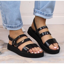 Komfortowe sandały damskie na platformie pachnące czarne Zaxy LL285008 7