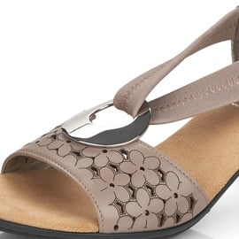 Skórzane sandały damskie na obcasie z gumką beżowe Rieker 64677-64 beżowy 9