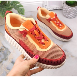 Intermax Komfortowe buty sportowe damskie na platformie multikolor Bagatt LL293129 pomarańczowe 2