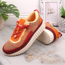 Intermax Komfortowe buty sportowe damskie na platformie multikolor Bagatt LL293129 pomarańczowe 5