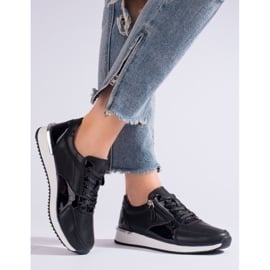 Skórzane damskie buty sportowe Shelvt czarne 3