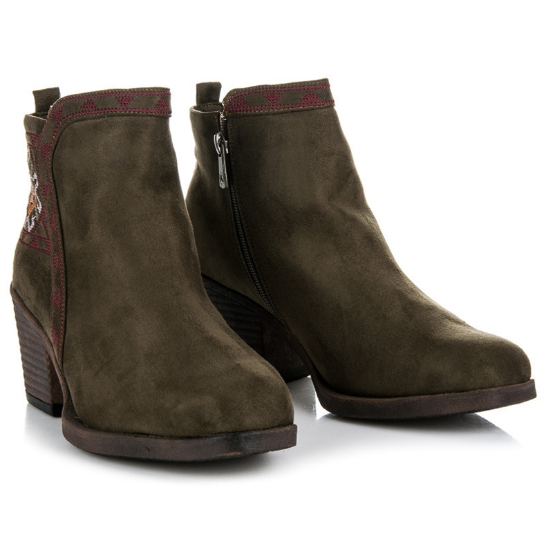 Kylie Botki z etnicznym wzorem zielone 2