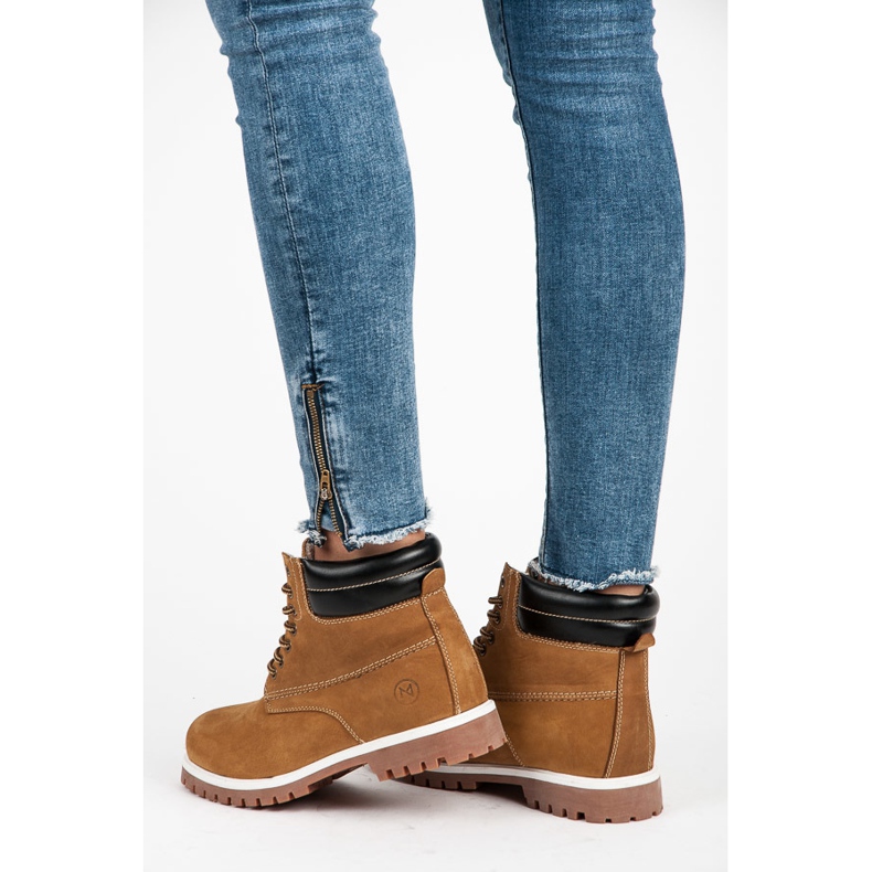 Mckeylor Skórzane traperki brązowe 1