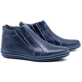 Polbut Buty męskie zimowe 381 granatowe niebieskie 2