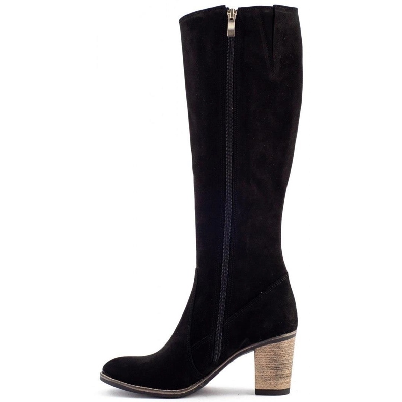 Olivier Kozaki damskie ocieplane na słupku czarne 1