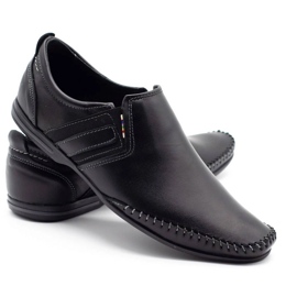 KOMODO Skórzane buty męskie 711 czarne 4