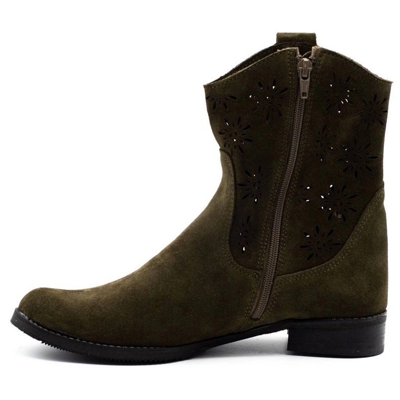 Olivier Wygodne botki ażurowe Janet zielone 1