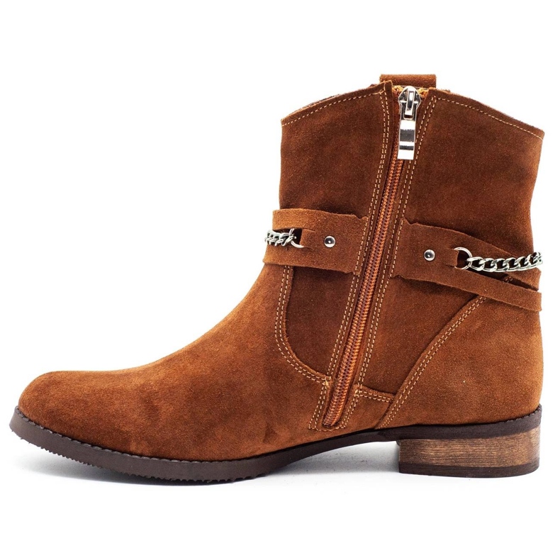 Olivier Botki damskie ocieplane z łańcuszkiem Luna rude pomarańczowe 1