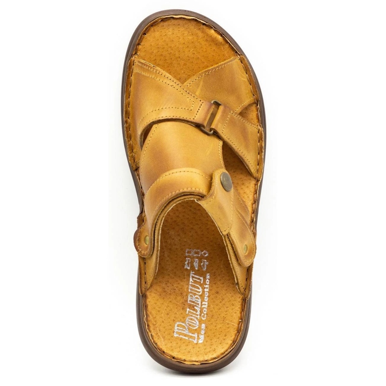 Polbut Klapki męskie 024 rude pomarańczowe 2