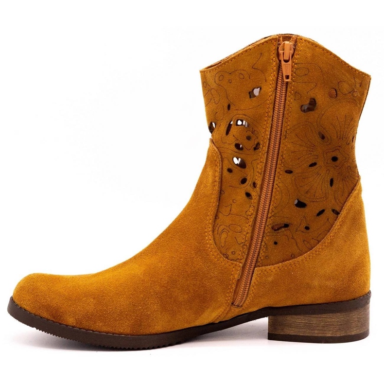 Olivier Wygodne botki ażurowe Jess rude brązowe 1