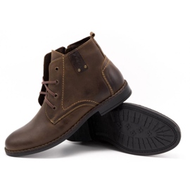 Polbut Buty męskie zimowe C20F ciemny brąz brązowe 4