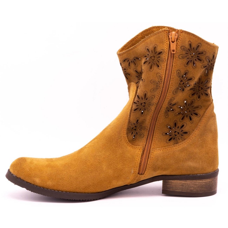 Olivier Wygodne botki ażurowe Janet rude pomarańczowe 1