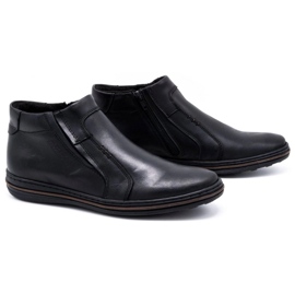 Polbut Buty męskie zimowe skórzane 381F czarne 2
