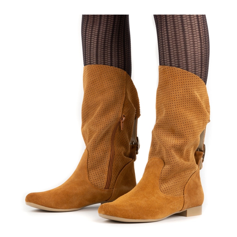 Olivier Ażurowe botki Elena rude pomarańczowe 1