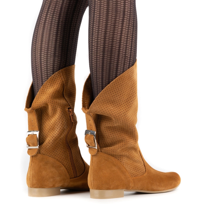 Olivier Ażurowe botki Elena rude pomarańczowe 2