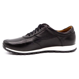 Olivier Buty męskie skórzane casual 902KNT czarne 2