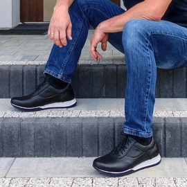 Olivier Buty męskie skórzane casual 902KNT czarne 1