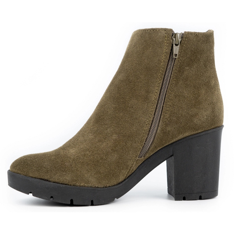 Olivier Botki damskie zamszowe ocieplane Riva na słupku zielone 1