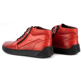 Kampol Buty męskie skórzane sneakersy 120SW czerwone 5
