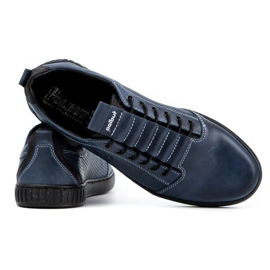 Polbut Buty męskie skórzane casual 2121P/2 granatowe niebieskie 4