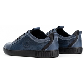 Polbut Buty męskie skórzane casual 2121P/2 granatowe niebieskie 5