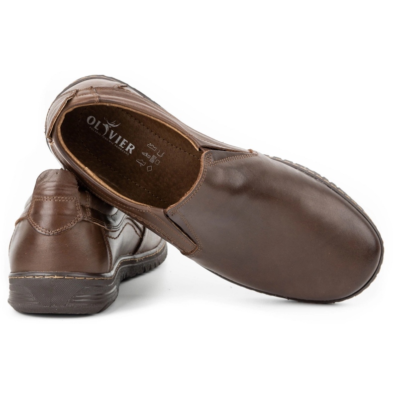 Olivier Półbuty-mokasyny męskie skórzane 727MP brązowe 3