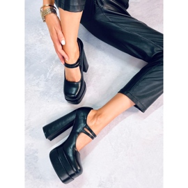 Czółenka na platformie licowe Loit Black czarne 2