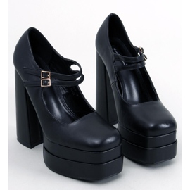 Czółenka na platformie licowe Loit Black czarne 1